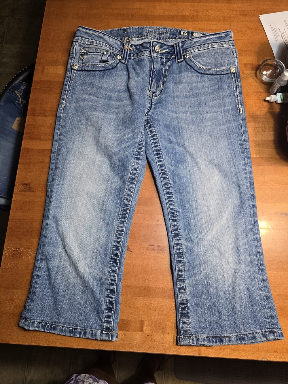 Miss Me Women's Capri Jeans in Light Blue Wash